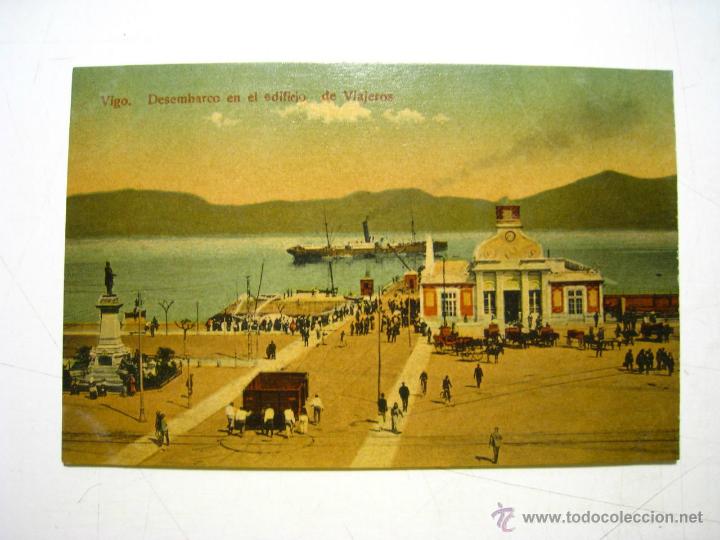 Postales: VIGO: DESEMBARCO EN EL EDIFICIO DE VIAJEROS - Foto 1