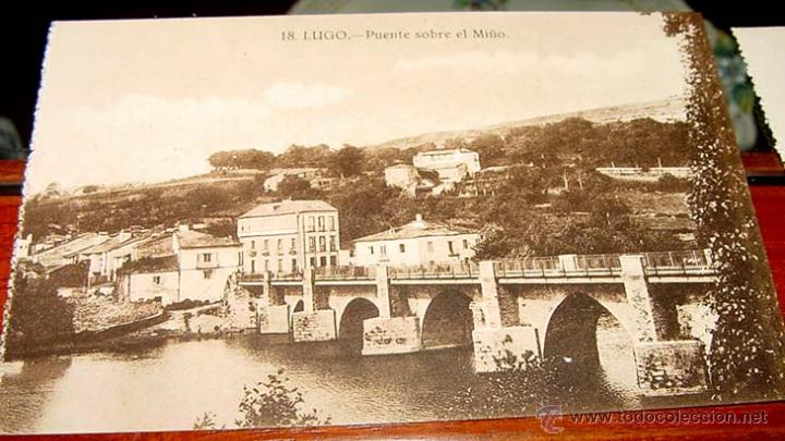 Postales: ANTIGUA POSTAL DE LUGO- PUENTE SOBRE EL MI&Ntilde;O-GRAFOS- NO CIRCULADA