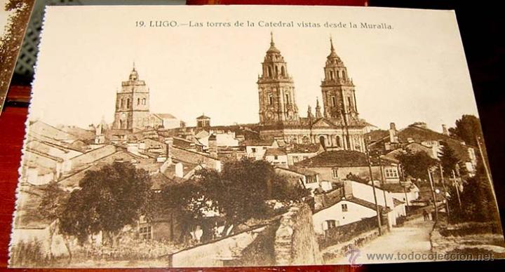 Postales: ANTIGUA POSTAL DE LUGO- LAS TORRES DE LA CATEDRAL VISTAS DESDE LA MURALLA-GRAFOS- NO CIRCULADA