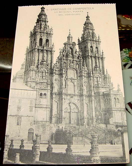 Postkarten: ANTIGUA POSTAL DE SANTIAGO DE COMPOSTELA- LA BASILICA PUERTA DEL OBRADORIO- HAUSER Y MENET- NO CIRCU