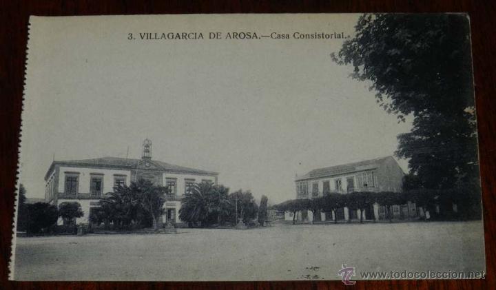 Postkarten: ANTIGUA POSTAL DE VILLAGARCIA DE AROSA (Pontevedra) CASA CONSISTORIAL - 3 BAZAR EL PRECIO FIJO - SIN