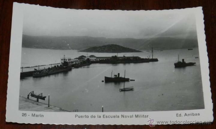 Postales: ANTIGUA FOTO POSTAL DE MARIN, N. 26, PUERTO DE LA ESCUELA NAVAL MILITAR, ED. ARRIBAS, NO CIRCULADA.