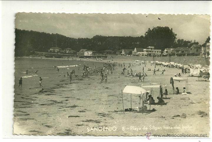 Postales: SANGENJO (PONTEVEDRA).- PLAYA DE SILGAR: HORA DEL BA&Ntilde;O