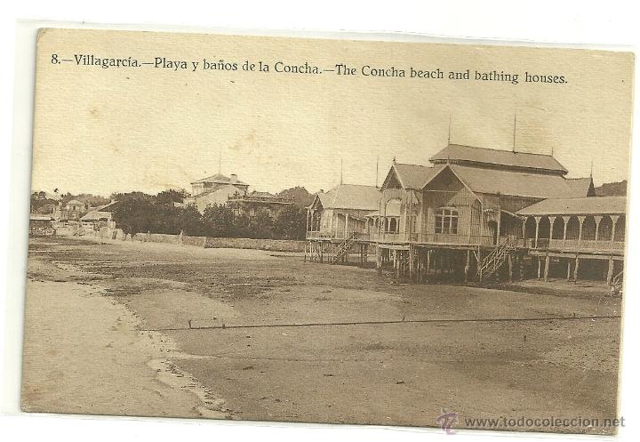 Postales: VILLAGARCIA (PONTEVEDRA).- PLAYA Y BA&Ntilde;OS DE LA CONCHA