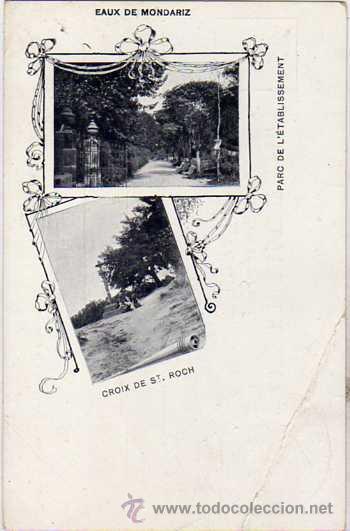 Postais: Eaux de Mondariz. Parque del establecimiento y Cruceiro. Editada en el Siglo XIX Sin circular.