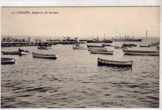 Postales: La Coru&ntilde;a Muelle de Hierro. E. Comas Expendedur&iacute;a de tabacos. Sin circular - Foto 1