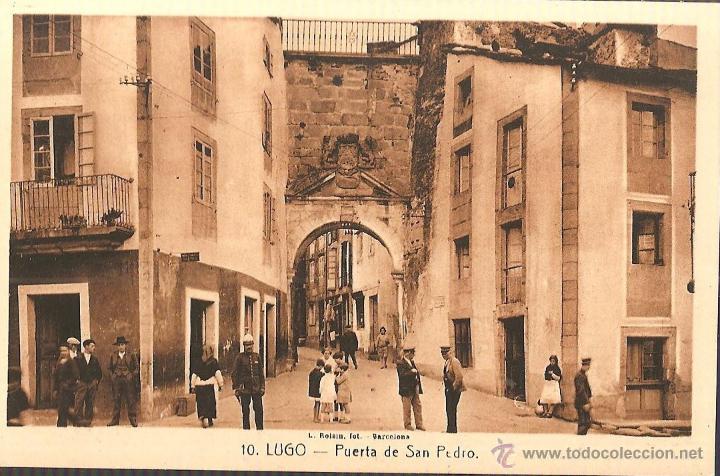 Cartoline: LugoPuerta de san Pedro,postal autentica de epoca,nada que ver con copias