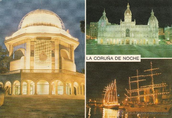 Postales: N&ordm; 17454 POSTAL LA CORU&Ntilde;A DE NOCHE - Foto 1