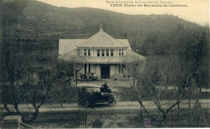 Cartoline: POSTAL VERIN. KIOSKO DELMANANTIAL DE CABREIROA. IMP. LINO GARCIA VAZQUEZ.