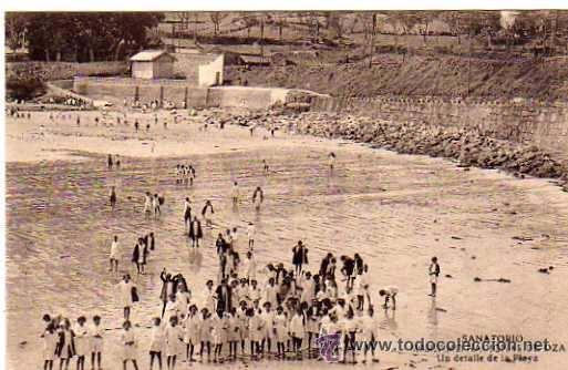 Postales: Sanatorio Mar&iacute;timo Nacional de Oza. Un detalle de la playa. Foto Blanco.