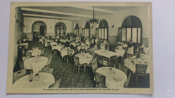 Postales: POSTAL GRAN HOTEL BALNEARIO DE GUITIRIZ, LUGO, DETALLE DEL COMEDOR
