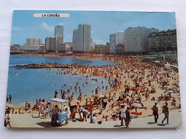 Postales: POSTAL -- LA CORU&Ntilde;A - PLAYA DE RIAZOR -- GALICIA -- USADA -- - Foto 1