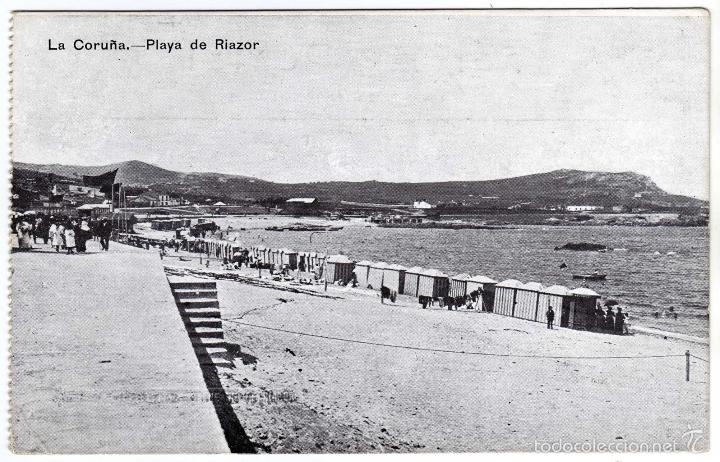 Postales: RARA POSTAL - LA CORU&Ntilde;A - PLAYA DE RIAZOR - Foto 1