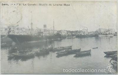 Postales: POSTAL ANTIGUA DE CORU&Ntilde;A. MUELLE DE LINARES RIVAS. SERIE 1 N&ordm; 2   P-GA-1243