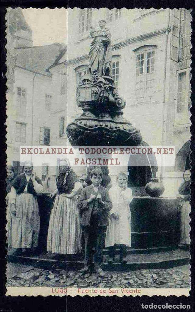 Postales: 08A L12 POSTAL DE LUGO EKL MUCHACHOS Y MUJERES EN LA FUENTE DE SAN VICENTE TARJETA FACSIMIL V3