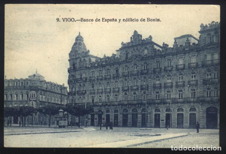 Postales: A-4048- PONTEVEDRA. VIGO. BANCO DE ESPA&Ntilde;A Y EDIFICIO BONIN. - Foto 1