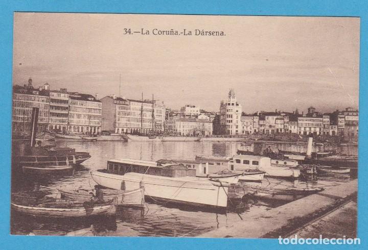 Cartes Postales: 34.- LA CORU&Ntilde;A.- LA D&Aacute;RSENA. HELIOTIPIA DE KALLMEYER Y GAUTIER. NO CIRCULADA
