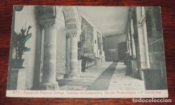 Postales: ANTIGUA POSTAL DE LA EXPOSICION REGIONAL GALLEGA, N.1, SANTIAGO DE COMPOSTELA, SECCION ARQUEOLOGICA,