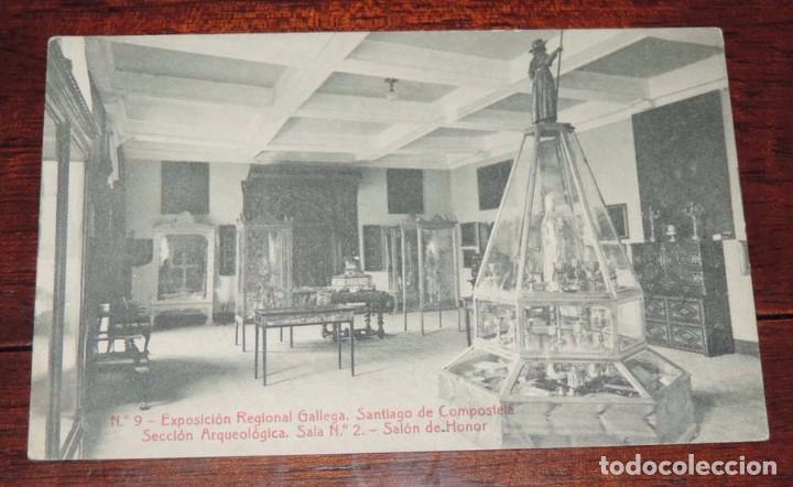 Postales: ANTIGUA POSTAL DE LA EXPOSICION REGIONAL GALLEGA, N.9, SANTIAGO DE COMPOSTELA, SECCION ARQUEOLOGICA,