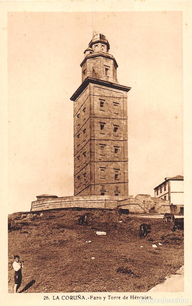 Postales: LA CORU&Ntilde;A.- FARO Y TORRE DE H&Eacute;RCULES