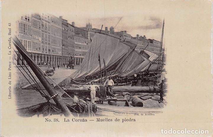 Postales: LA CORU&Ntilde;A.- MUELLES DE PIEDRA