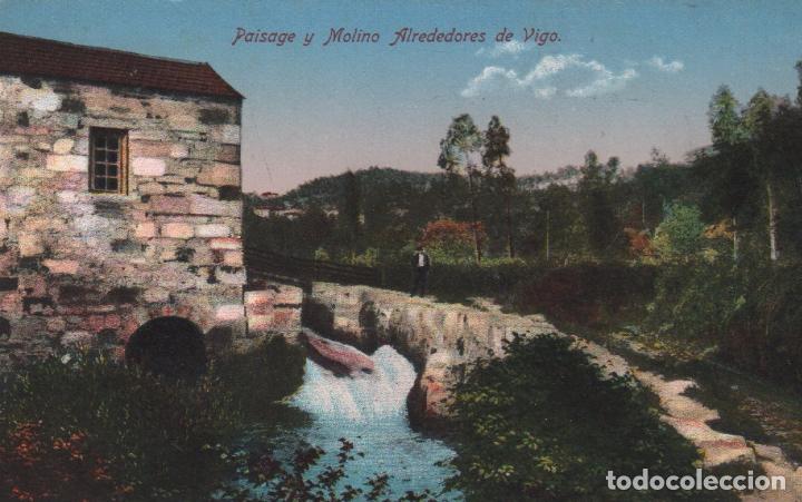 Postales: POSTAL PAISAGE Y MOLINO ALREDEDORES DE VIGO P.MUNDI/GALI-006 BUEN ESTADO