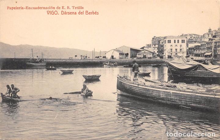 Postales: VIGO.- D&Aacute;RSENA DEL BERB&Eacute;S (NI&Ntilde;OS JUGANDO EN EL AGUA)
