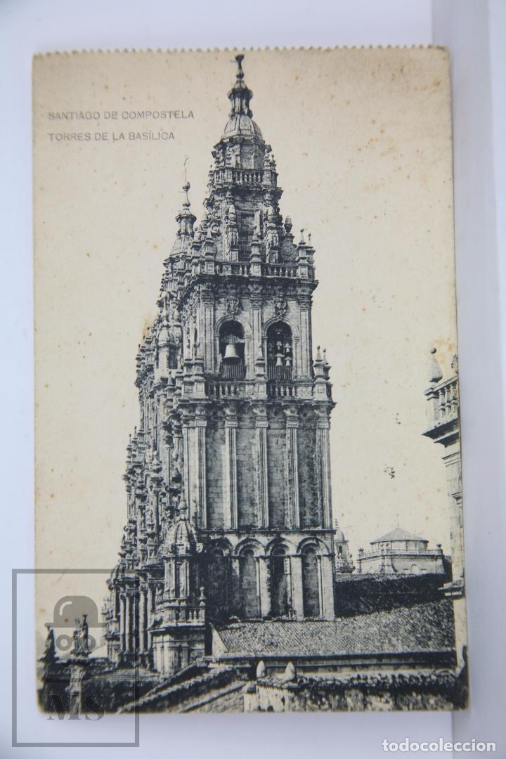 Postales: Antigua Postal Santiago de Compostela. Torres de la Bas&iacute;lica - Circulada