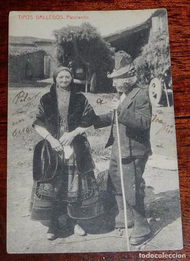 Postais: ANTIGUA POSTAL DE TIPOS GALLEGOS, GALICIA PAROLANDO - ED. THOMAS - NO CIRCULADA.