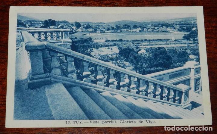 Postales: POSTAL DE TUY, N.13, VISTA PARCIAL. GLORIETA DE VIGO, ED. L. ROISIN, NO CIRCULADA.
