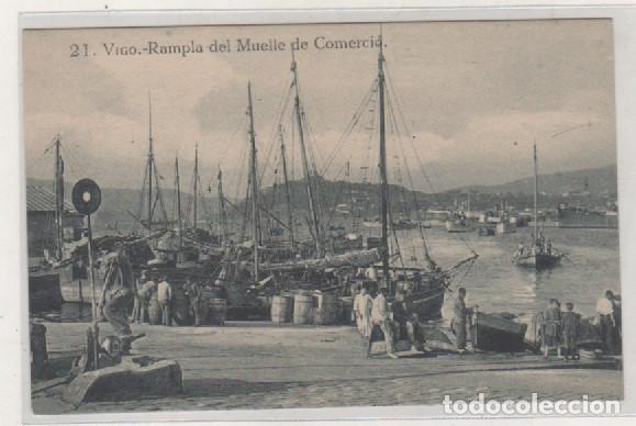 Postales: 21 Vigo. Rampla del Muelle de Comercio. Grafos. Madrid. Sin circular. - Foto 1
