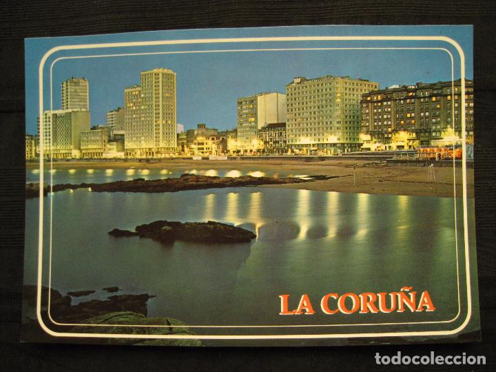 Postales: POSTAL LA CORU&Ntilde;A - PLAYA DE RIAZOR - NOCTURNA. - Foto 2