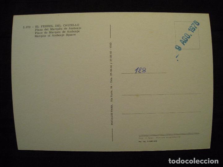 Postales: POSTAL EL FERROL DEL CAUDILLO - PLAZA DEL MARQUES DE AMBOAJE. - Foto 3