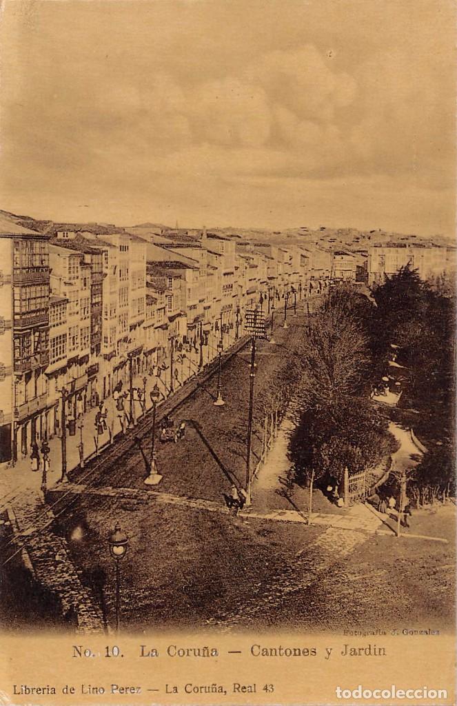 Postales: LA CORU&Ntilde;A.- CANTONES Y JARDIN - Foto 1