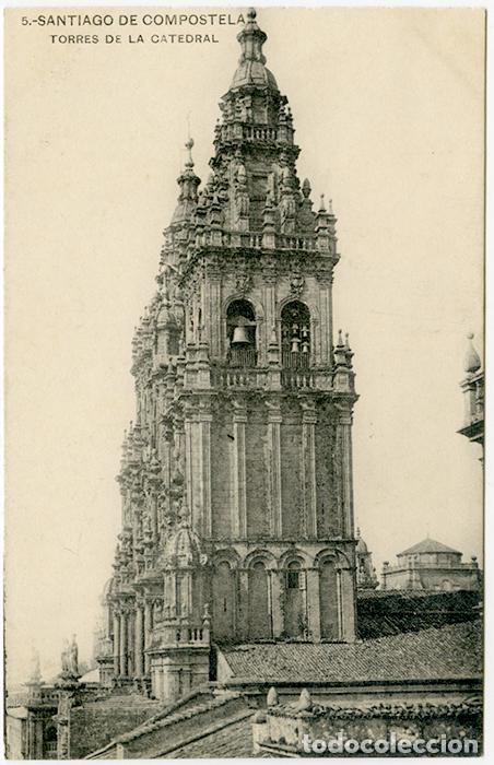 Postais: 5 - Santiago de Compostela. Torres de la Catedral. Fototipia de Hauser y Menet. Sin circular
