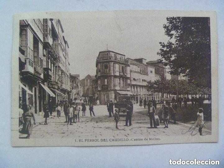 Postales: POSTAL FERROL DEL CAUDILLO : CANTON DE MOLINS . CIRCULADA 1944 SELLO DE FRANCO.