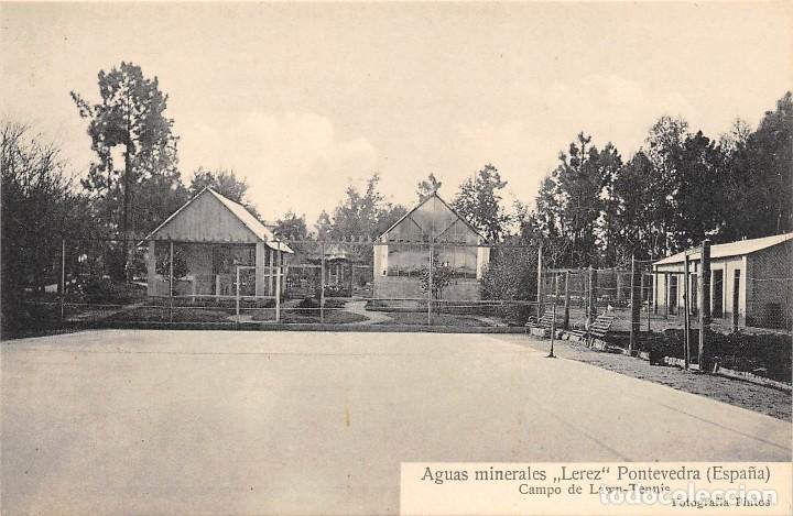 Postais: AGUAS MINERALES L&Eacute;REZ (PONTEVEDRA).- CAMPO DE LAWN-TENNIS