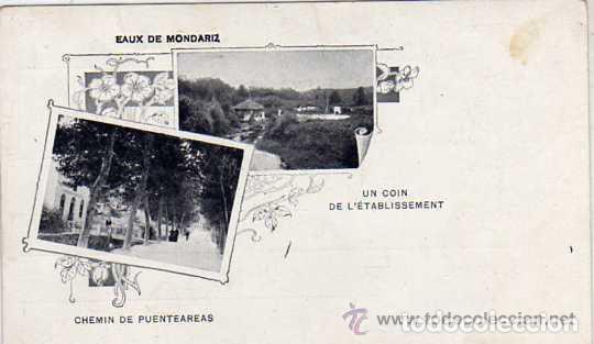 Postales: Eaux de Mondariz. Estaci&oacute;n de Puenteareas y esquina. Editada en el Siglo XIX Sin circular.