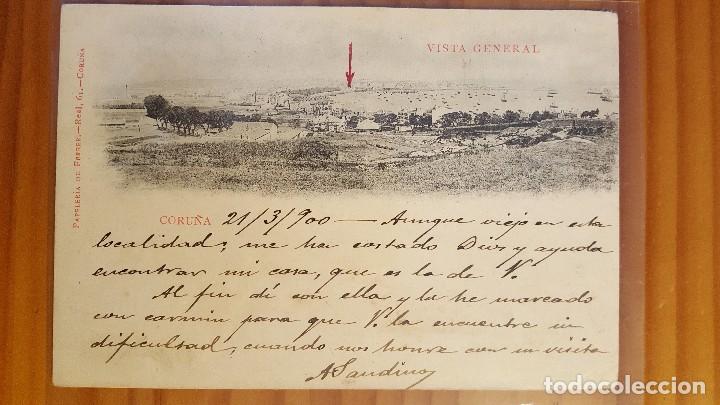 Postcards: POSTAL CORU&Ntilde;A VISTA GENERAL 1900 SELLO DEL PELON