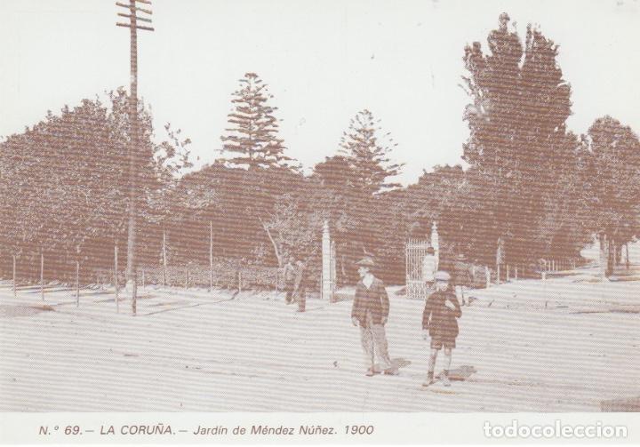 Postales: POSTAL A CORU&Ntilde;A. JARD&Iacute;N DE M&Eacute;NDEZ N&Uacute;&Ntilde;EZ. 1900. LIBRER&Iacute;A ARENAS. A CORU&Ntilde;A