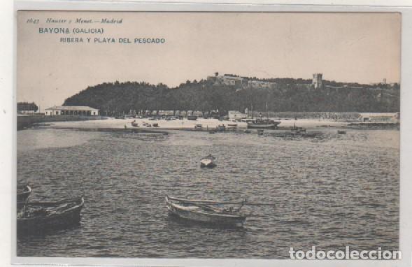 Postais: Bayona Hauser y Menet 1643 Ribera y Playa del pescado. Reverso sin dividir. Sin circular.