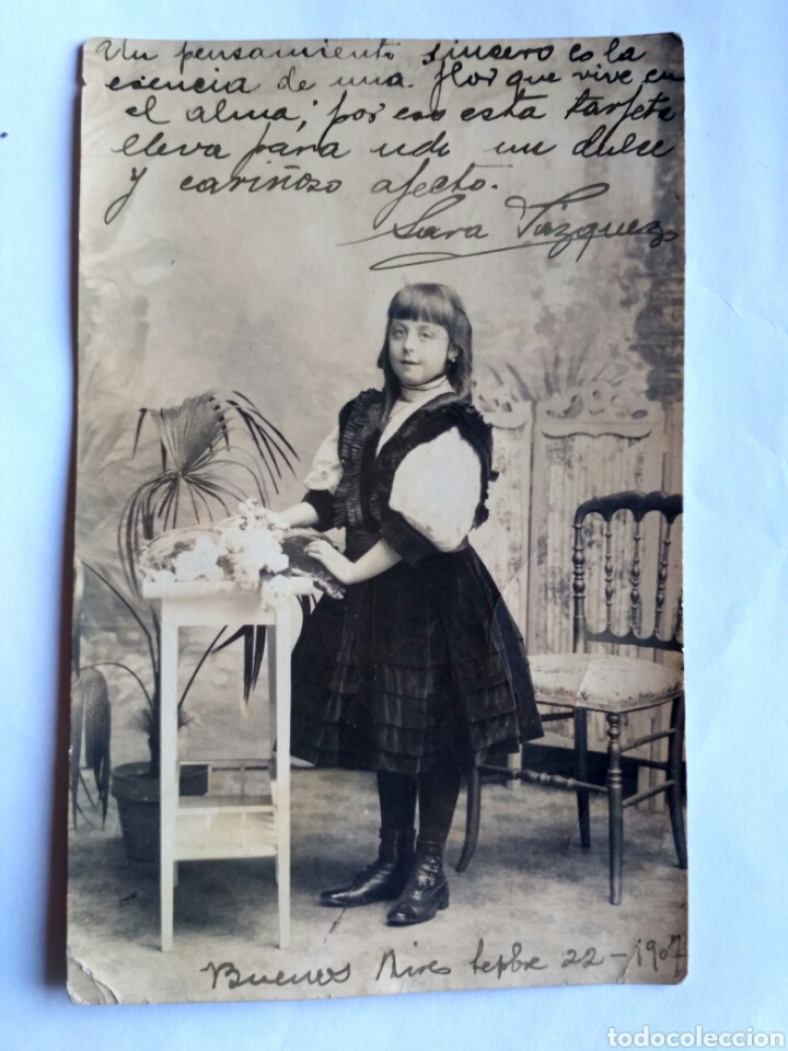 Postales: Fotograf&iacute;a postal de ni&ntilde;a vestida con traje regional de Galicia.
