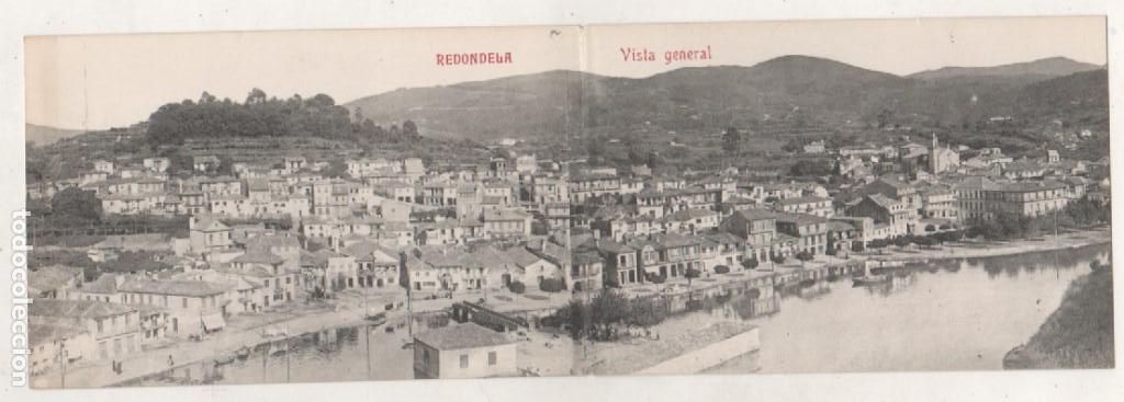Cartoline: Redondela. Vista General. Postal doble. Fototipia Casta&ntilde;eira y Alvarez. Sin circular.