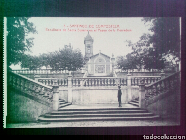 Postales: Postal de Santiago de Compostela. Escalinata de Santa Susana en el Paseo de la Herradura.