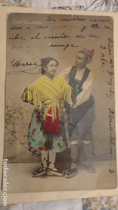 Postais: ANTIGUA POSTAL.TIPOS GALLEGOS 2023.ENVIADA A ANA MOLINO LOPEZ.MADRID 1902