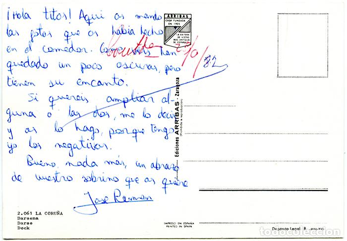 Postales: 2061 - La Coru&ntilde;a. D&aacute;rsena. Ediciones Arribas. Escrita - Foto 2