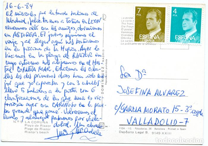 Postales: N 5 La Coru&ntilde;a. Dom&iacute;nguez. Circulada en 1984 - Foto 2