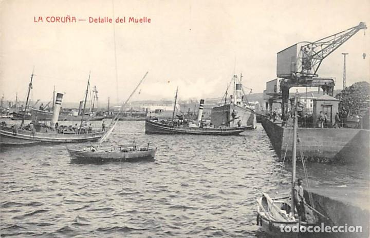 Postales: LA CORU&Ntilde;A.- DETALLE DEL MUELLE
