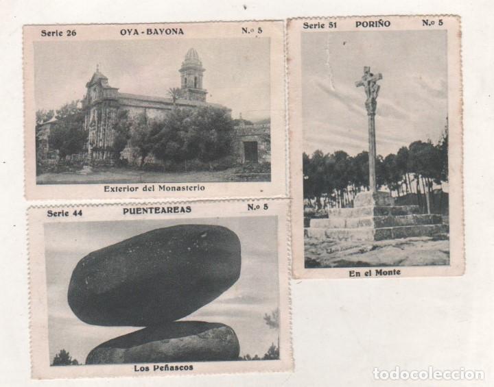 Postales: Lote de 3 cromos de las bellezas de Galica. Pori&ntilde;o, Oya Bayon y Puenteareas
