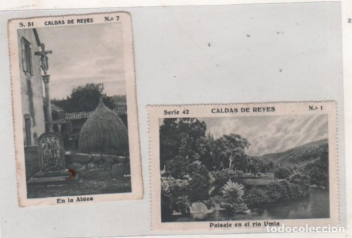 Postkarten: 2 Cromos de las bellezas de Galica. Caldas de Reyes serie 42 n&ordm;1 y serie 51 n&ordm;7 Aldea, Rio Umia,